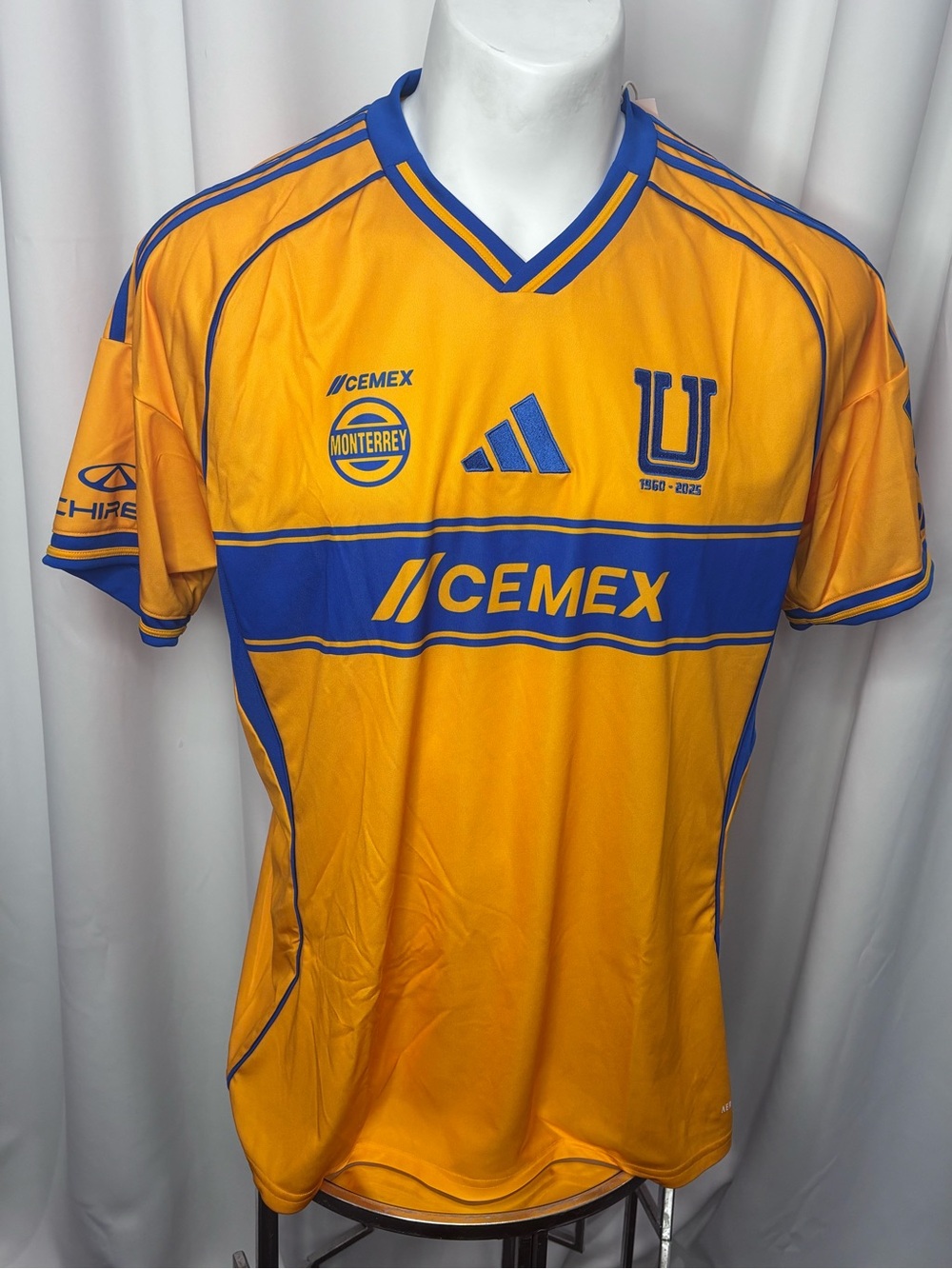 adidas Yellow and Blue Soccer Jersey with CEMEX and Monterrey Logos